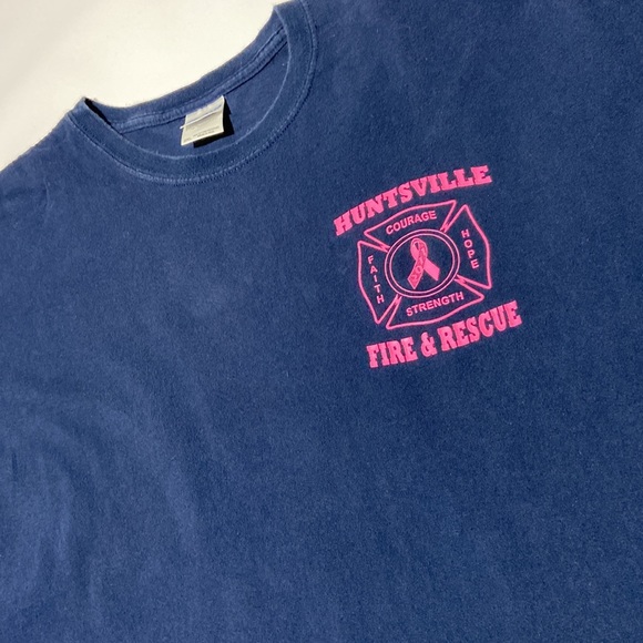 Huntsville Fire & Rescue “Fighting for a Cure” T Shirt. Sz 2X. Navy & Hot Pink. - Picture 3 of 7